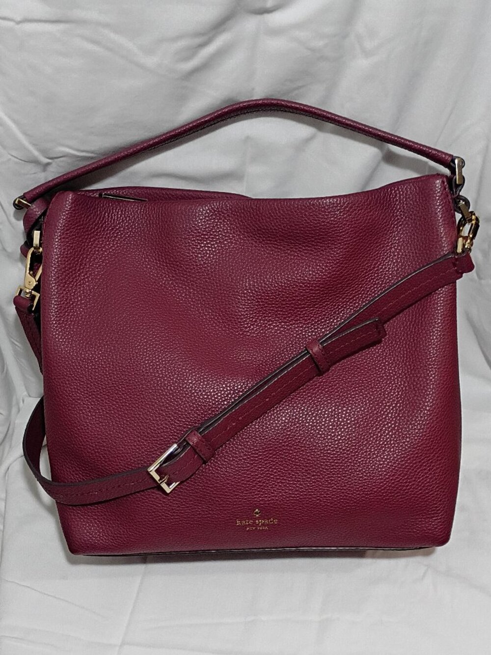 Kate Spade Orchard Street Natalya' Pebbled Plum Leather Boho  Bag W Tassel